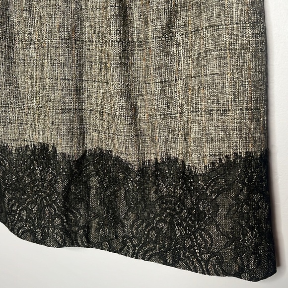 CLASSIQUES ENTIER SIZE 0 GRAY WOVEN SKIRT WITH BLACK LACE - Picture 2 of 11